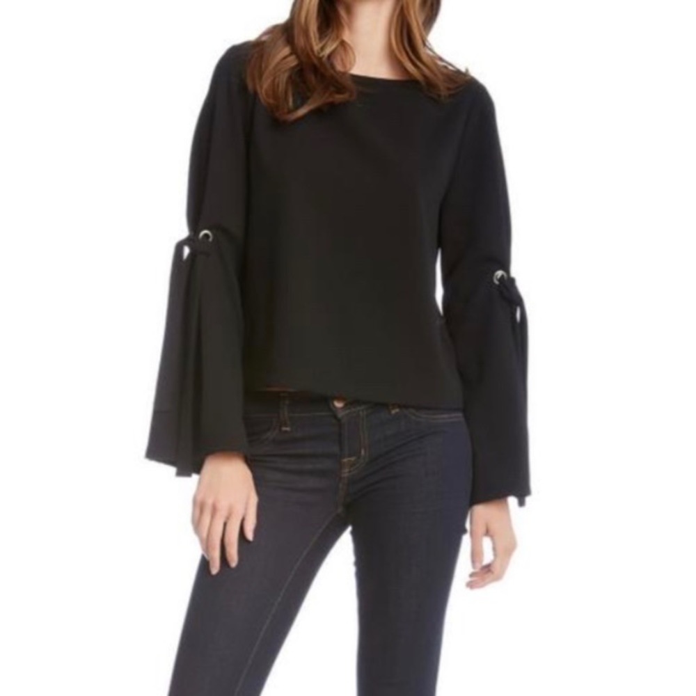 Fifteen Twenty Grommet Tie Sleeve Black Top sz xs